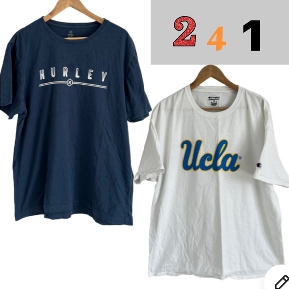 TWO PREMIUM MENS T-shirt Hurley & Champion SIZE XL - Picture 1 of 4